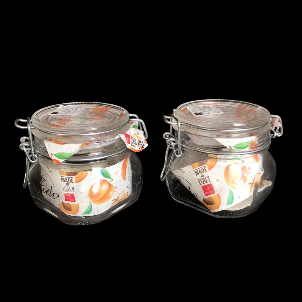 Bormioli Rocco Fido Clear Glass Jar with 85 mm Gasket, 0.5 Liter Pack of 2